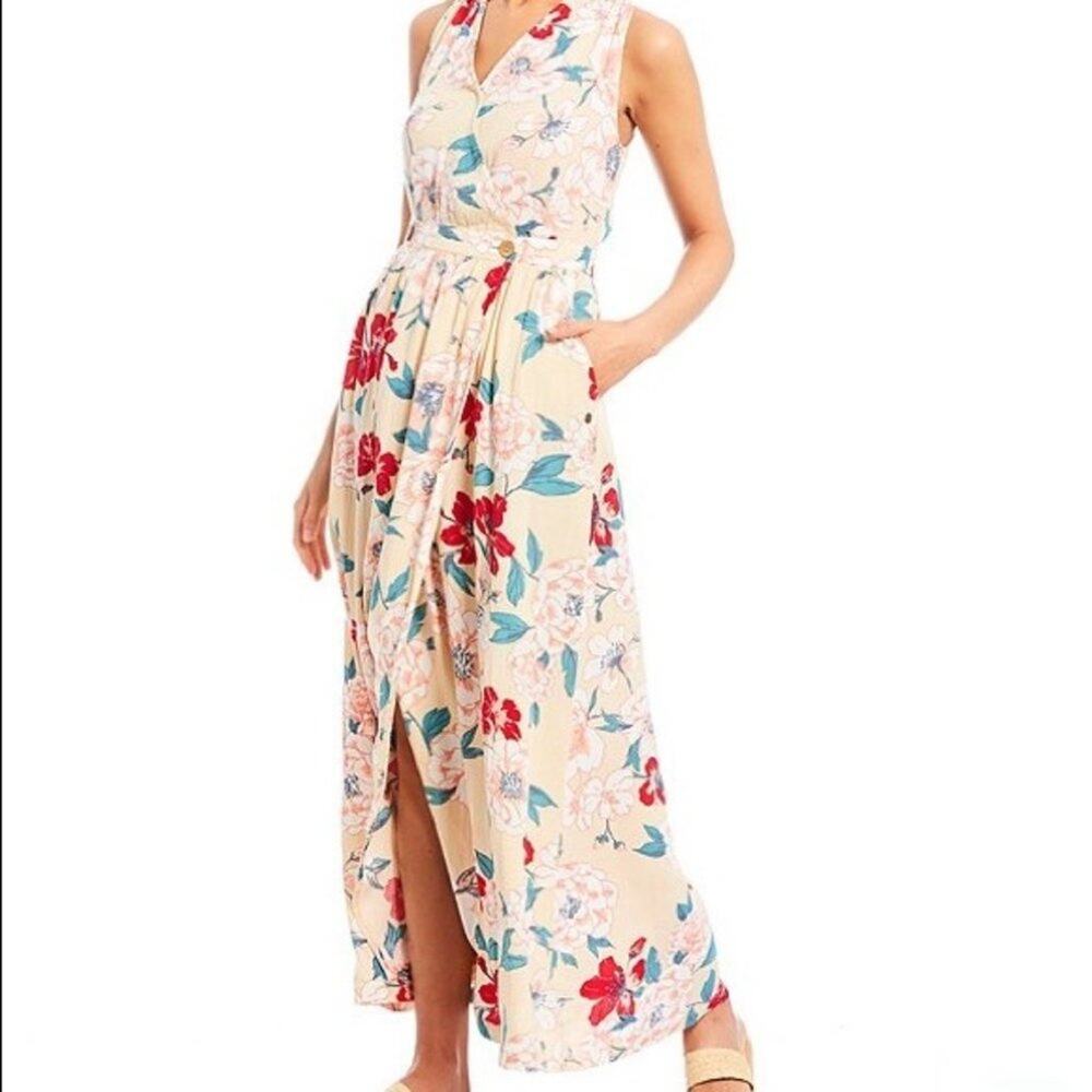 Roxy In The Mood For Dance Wrap-Front Maxi Dress Floral Size Medium NEW